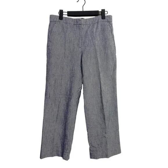 J.Crew Cropped Chambray Straight Leg High Rise Cotton Trouser 4 Blue Grey #3907 - Picture 10 of 15